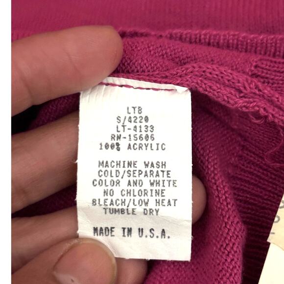 Vintage Designers Originals Women’s Large Pink Cardigan Sweater 1990's USA Made - Picture 4 of 9